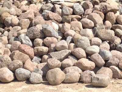 Colorful fieldstone boulders